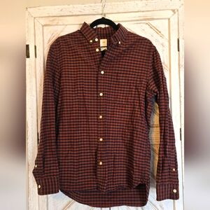 H&M Men’s Plaid Flannel Button-Down Shirt – Brown/Red, Size S